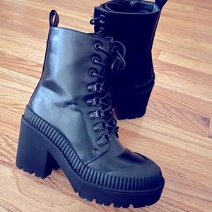 Black combat boots